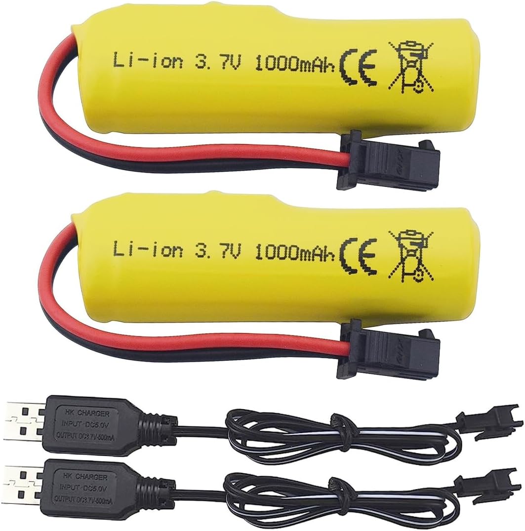PUOO Batería de iones de litio de 3.7 V 1000 mAh con cable de carga USB para TB202 TB201 TM201 TM202 TC141 DE35 DE38 DE40 DE50 RC Stunt Car RC