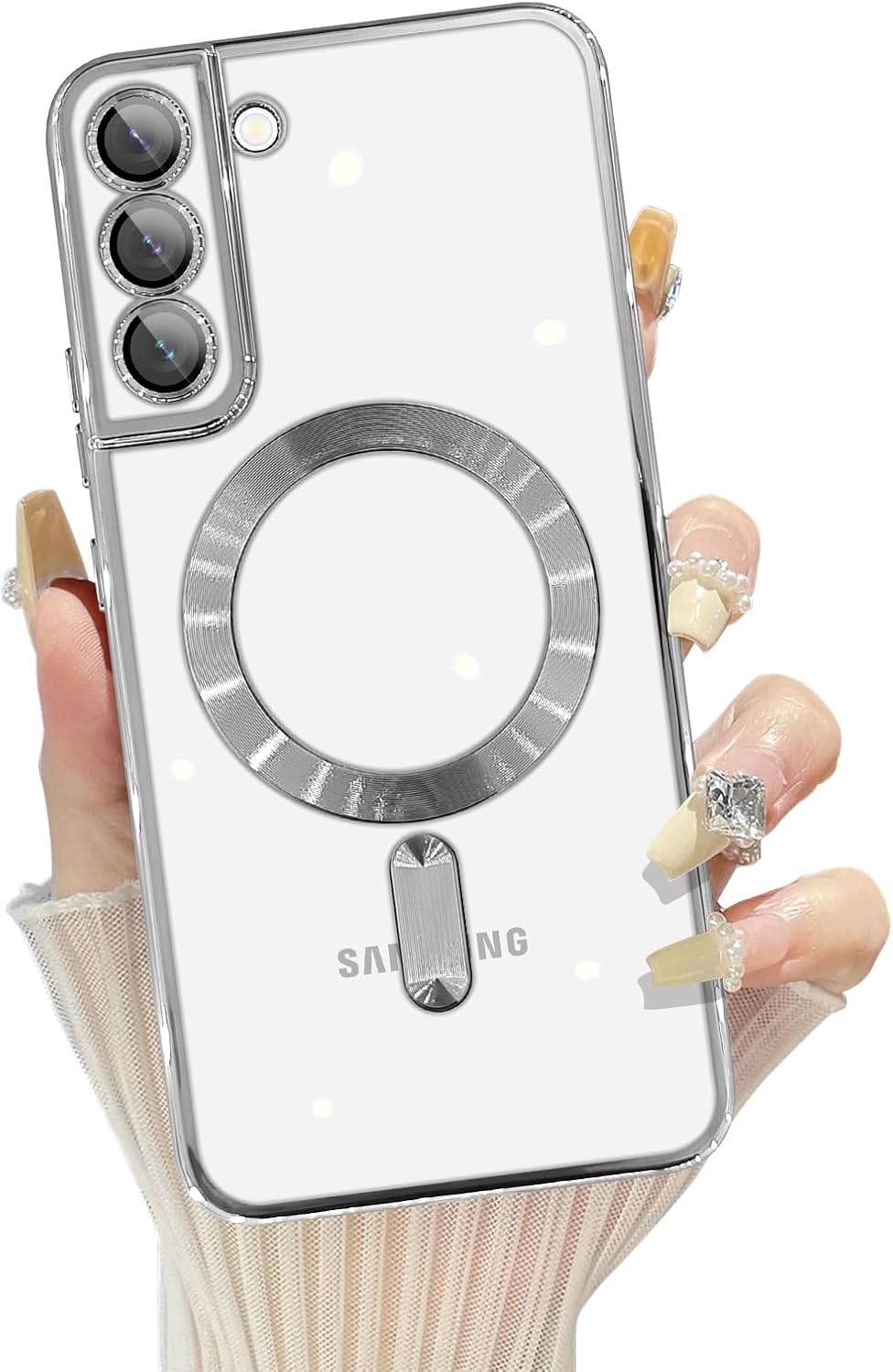 Funda magnética para Samsung Galaxy S22 Plus con protector de lente de cámara integrado compatible con MagSafe Funda transparente de TPU a prueba de