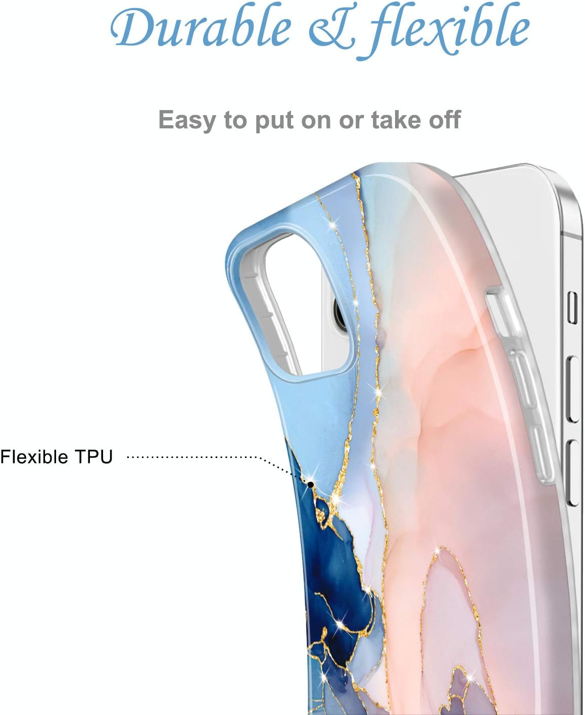 JAHOLAN – Carcasa para iPhone 12 y iPhone 12 Pro, diseño de mármol transparente, carcasa de silicona de goma suave, carcasa de 6,1 pulgadas