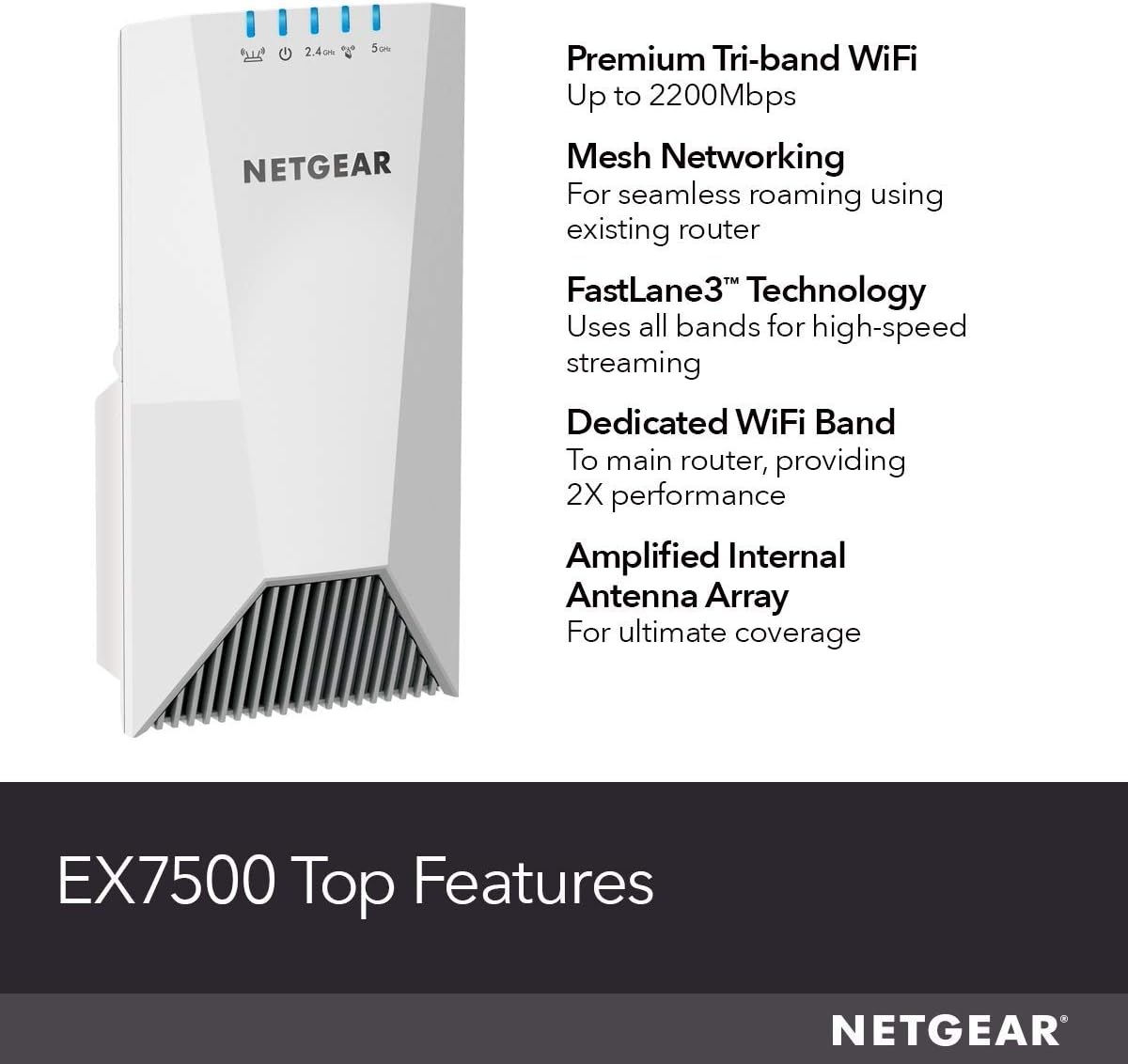 NETGEAR Nighthawk Mesh X4S – Extensor de malla WiFi de tres bandas con enchufe de pared, color blanco (renovado)
