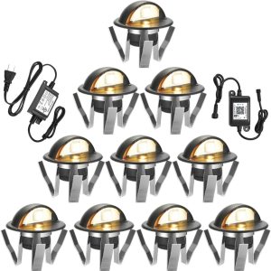 FVTLED Kit de luces WiFi para cubierta, 10 piezas de bajo voltaje 1.38 para exteriores, escalera, iluminación LED blanca cálida, funciona con Alexa FVTLED Kit de luces WiFi para cubierta, 10 piezas de bajo voltaje 1.38 para exteriores, escalera, iluminación LED blanca cálida, funciona con Alexa