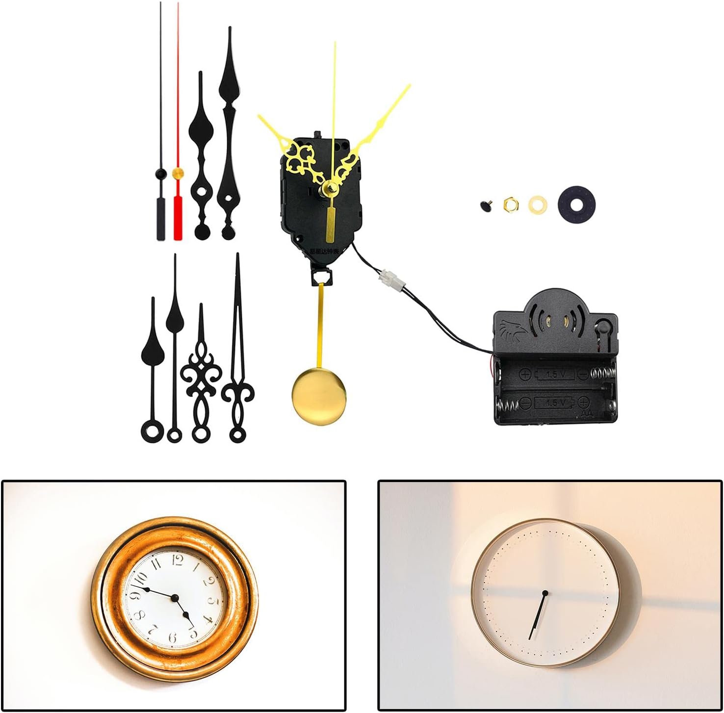 KLKCMS Reloj de cuarzo profesional Mecanismo de movimiento Timbre caja de música DIY reloj de pared Movimiento de alto par accesorio de piezas de