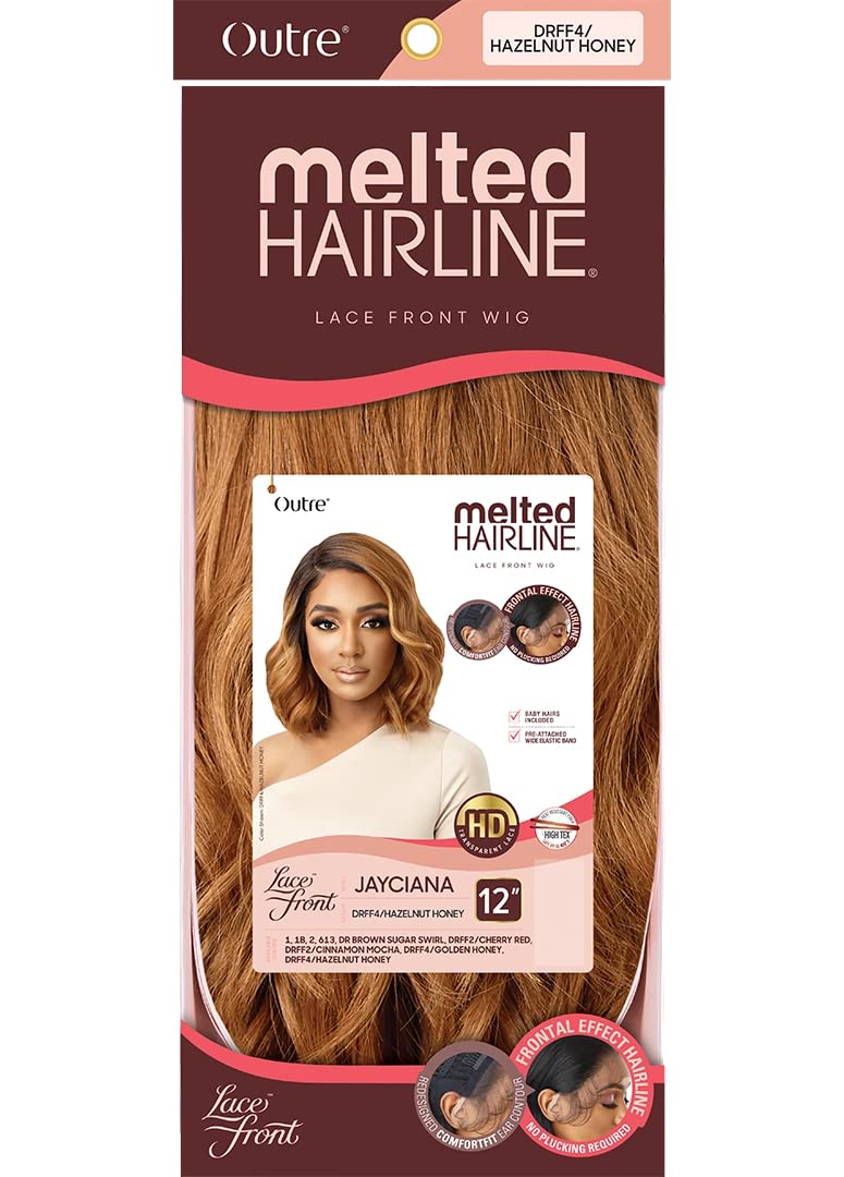 Outre JAYCIANA – Peluca sintética con encaje frontal de alta definición fundida (color DR BROWN SUGAR SWIRL), 11.6 onzas, 1.0 unidades