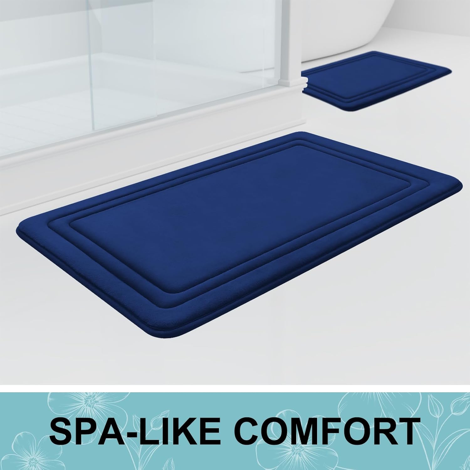 Grandaily Alfombra de baño de espuma viscoelástica de 24 x 16 pulgadas, ultrasuave, antideslizante y absorbente, lavable a máquina, cómoda alfombra