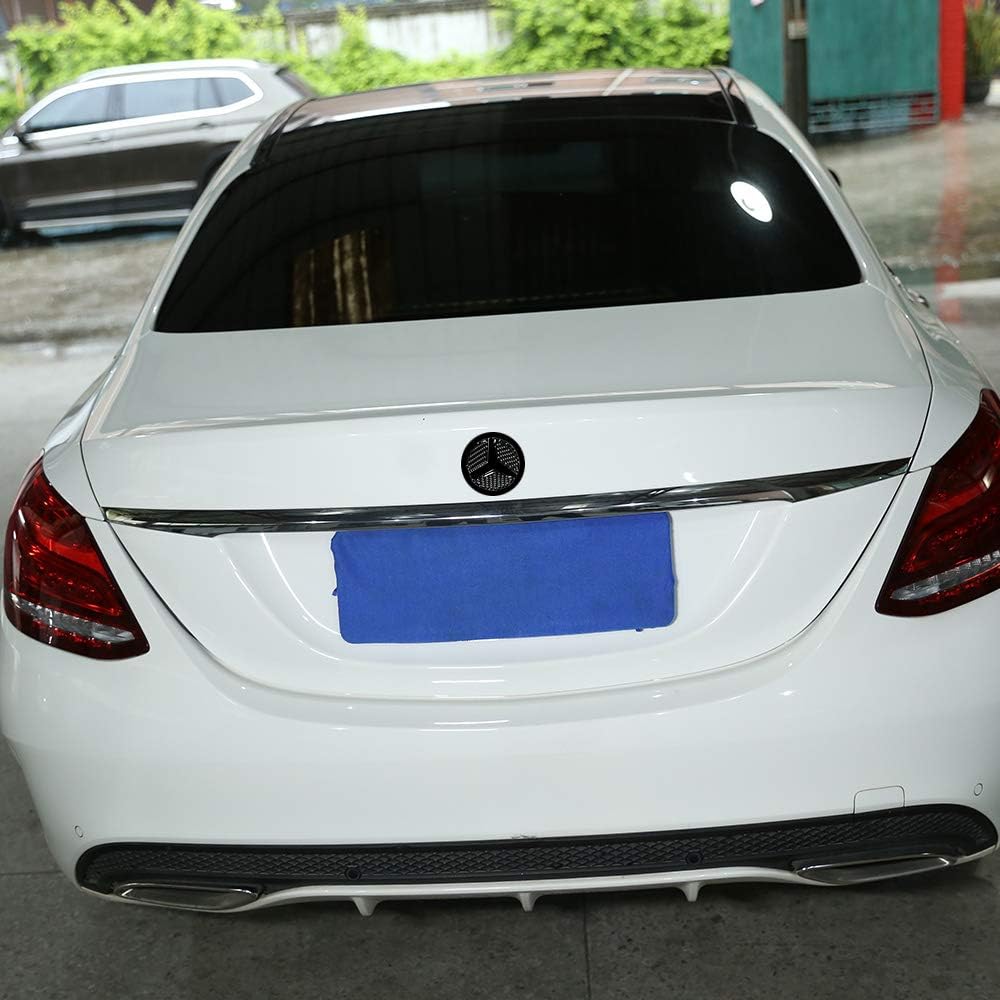 YIWANG 3 unids real fibra de carbono coche puerta trasera camión arranque emblema insignia etiqueta para Mercedes Benz Clase C W205 2016-2019 Auto