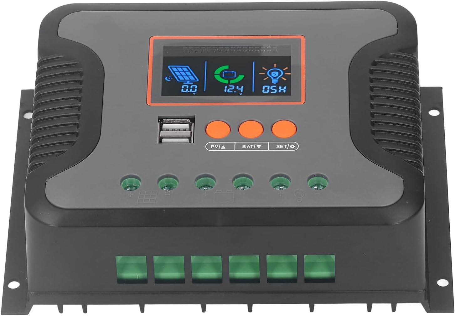PWM Controlador de carga solar, 60A 12V 24V 36V 48V 2 Puerto USB Pantalla LCD ajustable AGM Gel Inundado Batería de Litio.