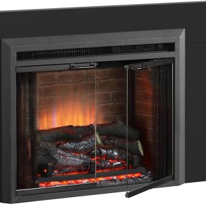 PuraFlame Klaus – Inserto de chimenea eléctrica de 23 pulgadas con kit de molduras, sonido crepitante de fuego, tronco de resina, puerta de vidrio y PuraFlame Klaus – Inserto de chimenea eléctrica de 23 pulgadas con kit de molduras, sonido crepitante de fuego, tronco de resina, puerta de vidrio y