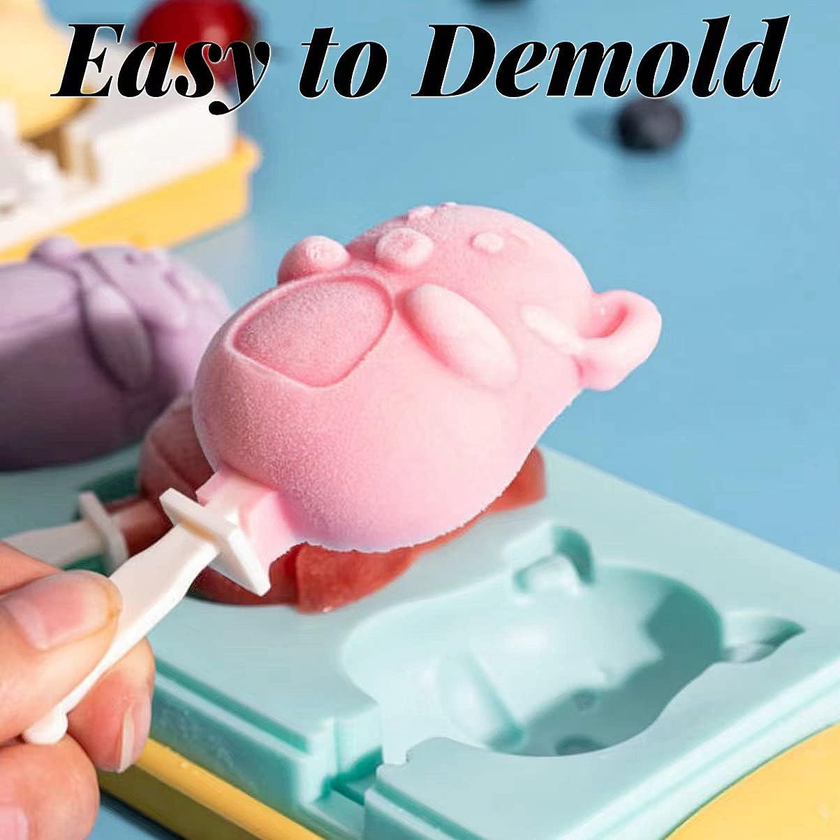 Juego de 3 moldes de silicona para paletas para niños, moldes de silicona para hacer helados, moldes para hacer helados, accesorios de cocina, fácil