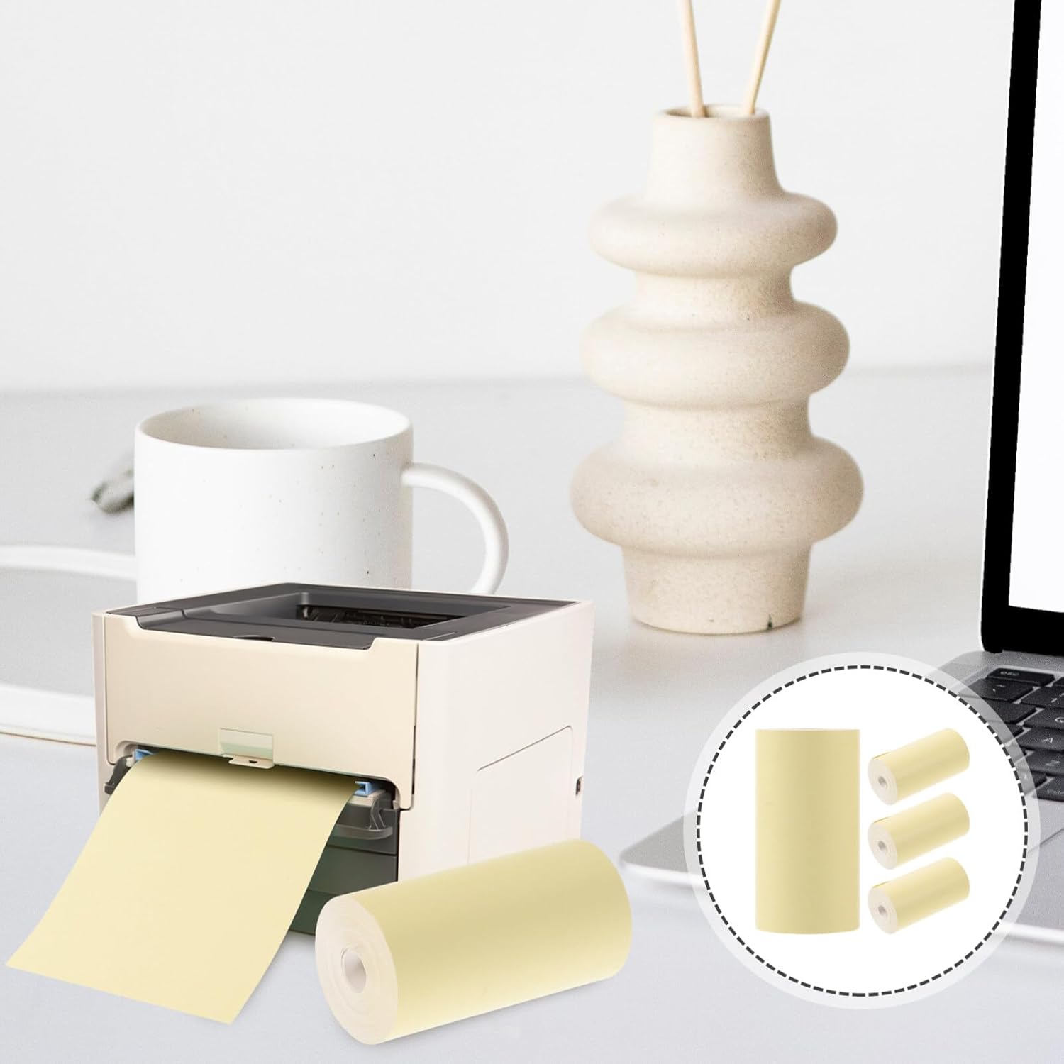 NUOBESTY Rollo de papel térmico para recibos, 4 rollos, rollo de papel de caja registradora, papel de impresora térmica de recibos para máquina de