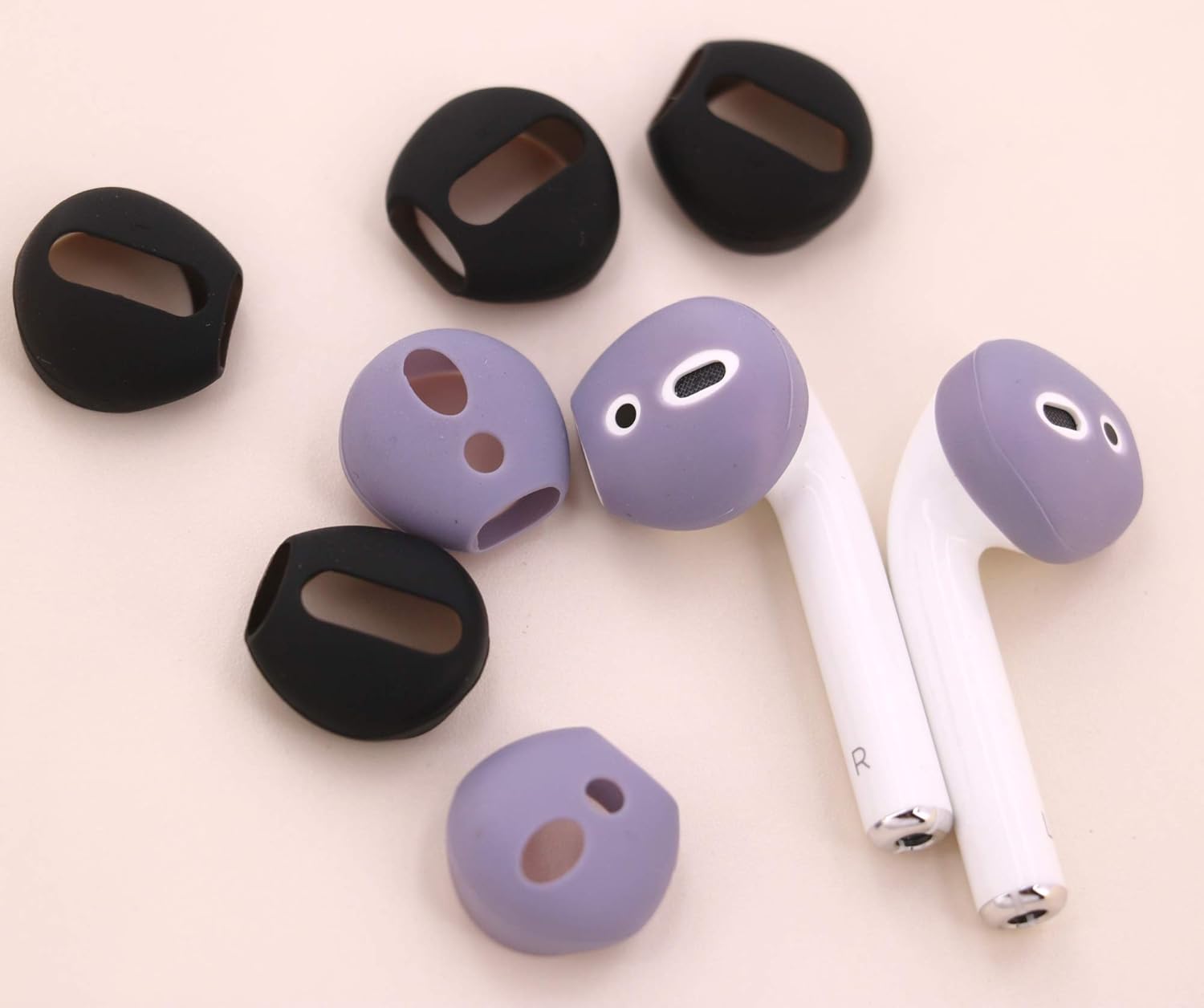 ( Fit in Case ) 4 Pairs Replacement Super Thin Slim Rubber Silicone Earbuds Ear Tips and Covers Skin for AirPods 2 AirPods 1 or EarPods Headphones