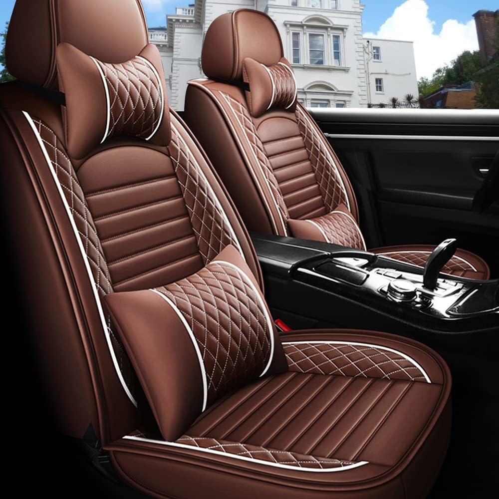 Juego completo de fundas de asiento de automóvil, de piel sintética, cubierta de asiento de automóvil, cómoda funda de cojín para vehículo