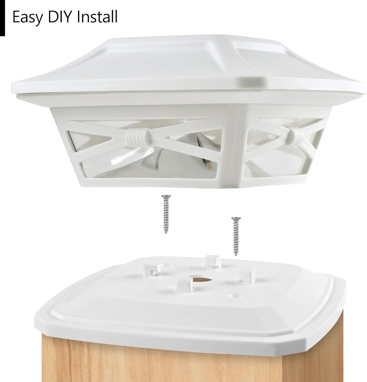 Davinci Lighting – Lámpara solar Flexfit para exteriores con base para postes de madera de 4 x 4, 5 x 5 y 6 x 6 pulgadas, luz LED brillante, color