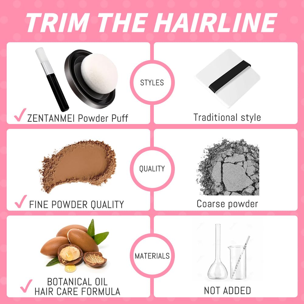 Polvo de retoque de raíz de línea capilar al instante para adelgazar la línea capilar para cubrir la línea capilar y oculta la pérdida de cabello,