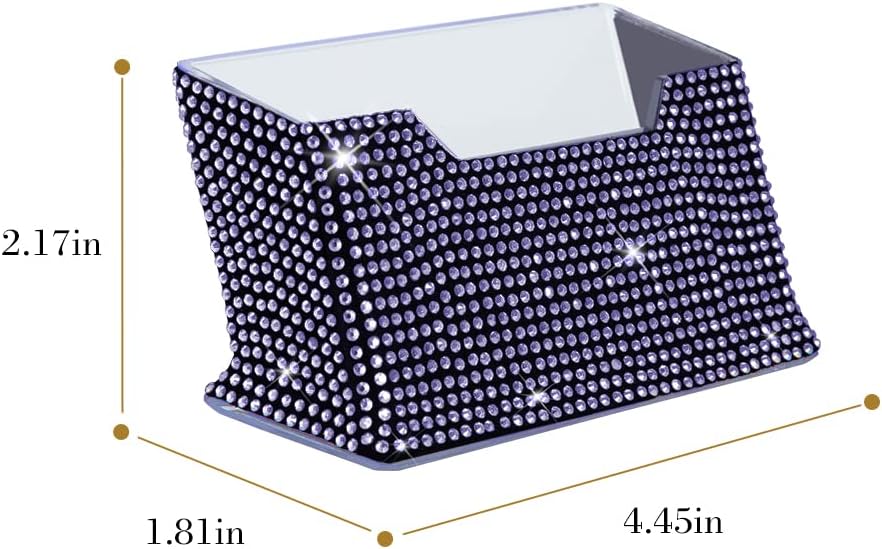 Tarjetero de oficina hecho a mano con diamantes de cristal ostentoso, artículo de papelería a la moda para oficina, escuela, hotel, hogar (morado)
