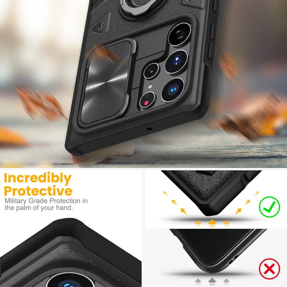 Nillkin CamShield Armor Galaxy S22 Ultra – Funda para Galaxy S22 Ultra con funda deslizante para cámara, protección de grado militar, resistente