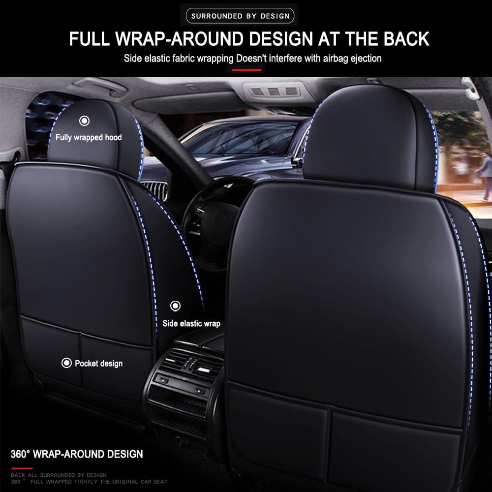 AFUNTIO Funda de asiento de automóvil para kia Forte Koup 2010-2023, de piel, cómodo ajuste universal para fundas de asiento, fundas de asiento de