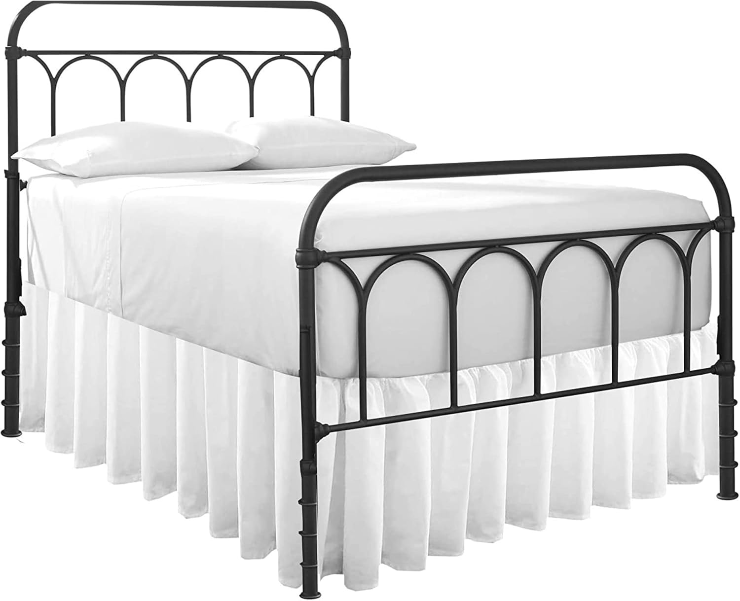 Falda de cama con volantes con esquinas divididas y cobertura de 3 lados