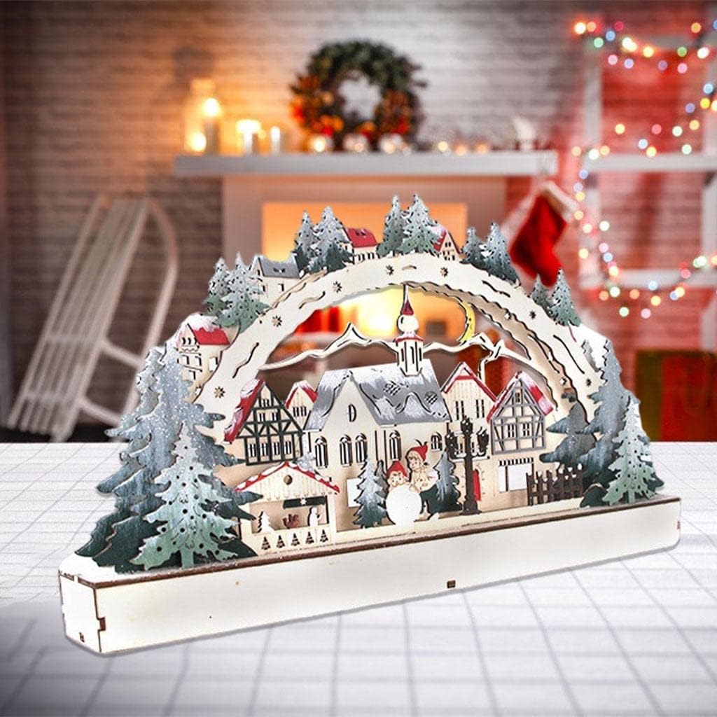 LED de Navidad de madera y decoración de escritorio para libros
