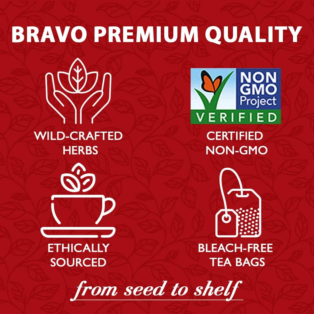 Bravo Tea Absolute Ginkgo Biloba – Té de hierbas sin cafeína, 20 bolsas de té
