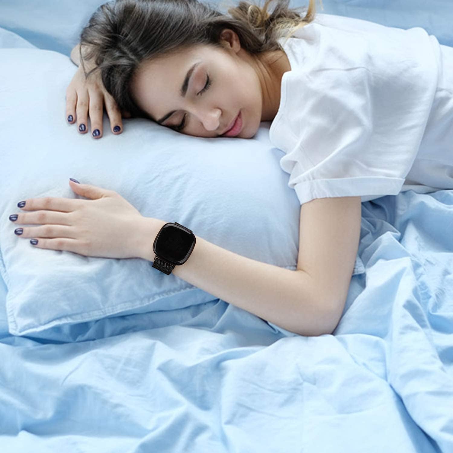Bandas de metal compatibles con Fitbit Versa 3Versa 4Fitbit SenseSense 2 para mujeres y hombres, correa de malla de acero inoxidable transpirable
