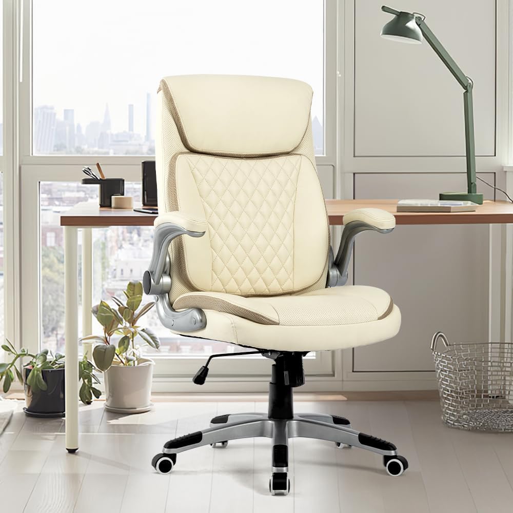Savourseat Silla ergonómica de escritorio ejecutiva con reposabrazos abatibles y altura ajustable, 300 libras grande y alta, silla de oficina de