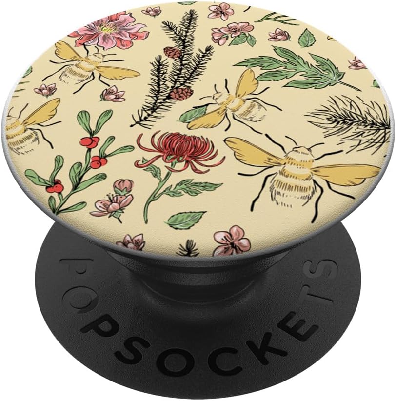 Plantas Naturaleza Flores Hojas Florales Colmena Abeja Panal PopSockets PopSockets PopGrip Agarre intercambiable para teléfonos y tabletas