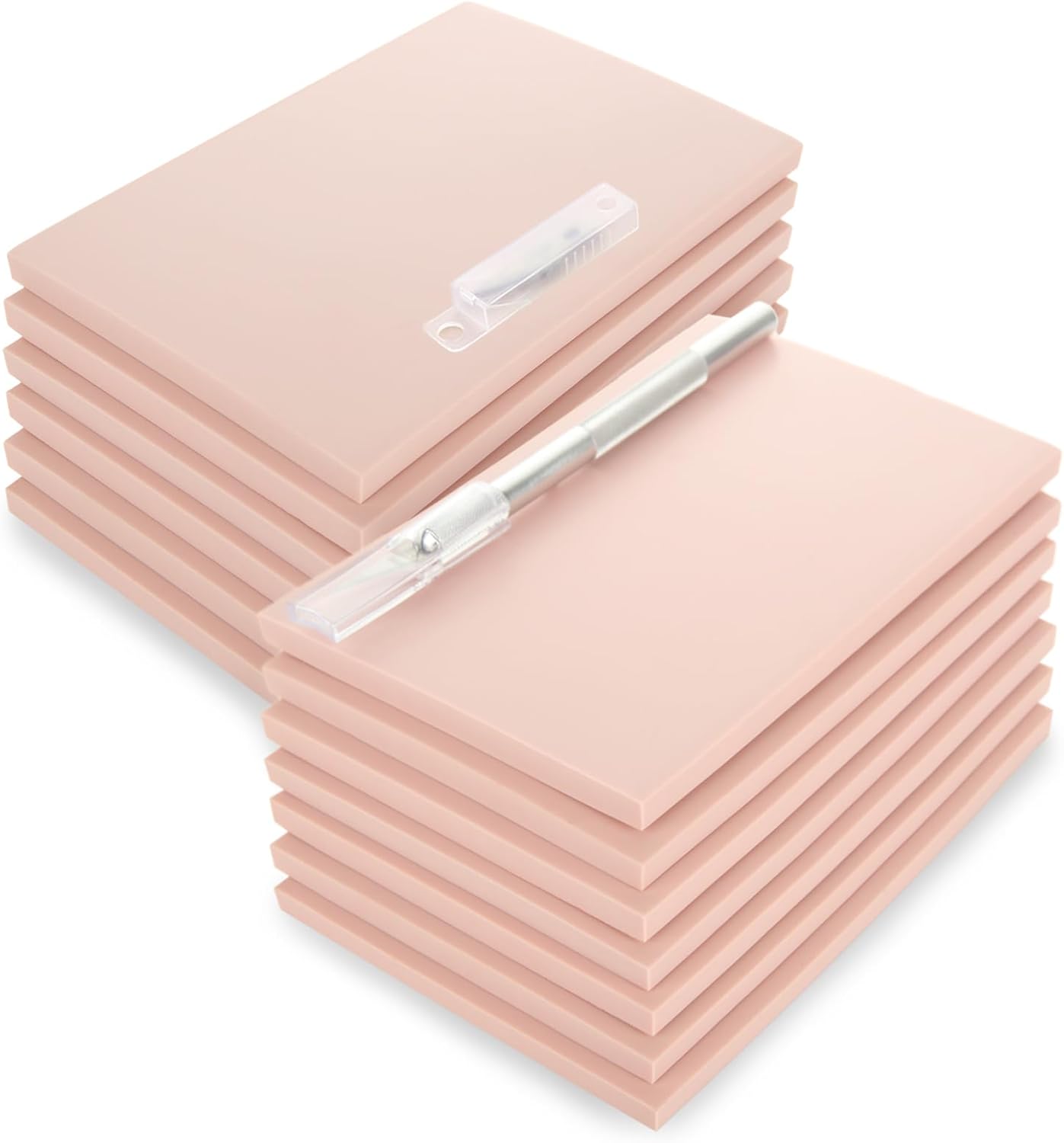 Bloques de linóleo para grabado, bloques de tallado de sello de goma rosa de 4 x 6 pulgadas, bloques de tallado de goma con herramientas de