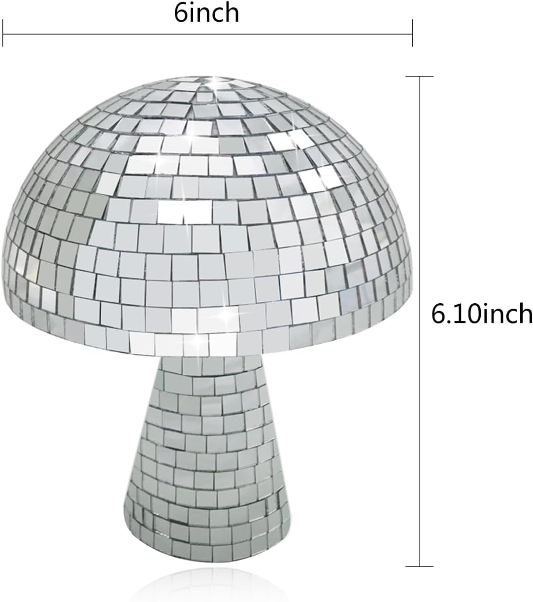 Bola de discoteca de hongos, espejo plateado con purpurina para decoración de mesa, luz reflectante para bar, pista de baile, fiesta, habitación,