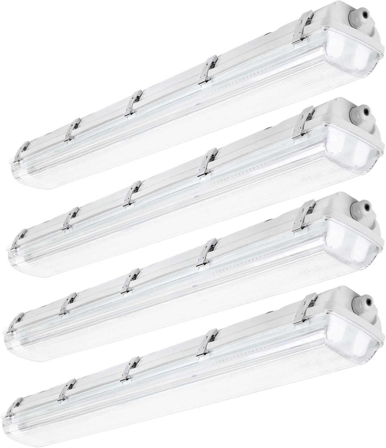 BRILLIHOOD Lámpara LED a prueba de vapor de 4 pies, 36 vatios, 4000 lm, 3500 K (blanco cálido), cubierta transparente, IP65 impermeable de 4 pies de