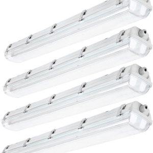 BRILLIHOOD Lámpara LED a prueba de vapor de 4 pies, 36 vatios, 4000 lm, 3500 K (blanco cálido), cubierta transparente, IP65 impermeable de 4 pies de BRILLIHOOD Lámpara LED a prueba de vapor de 4 pies, 36 vatios, 4000 lm, 3500 K (blanco cálido), cubierta transparente, IP65 impermeable de 4 pies de
