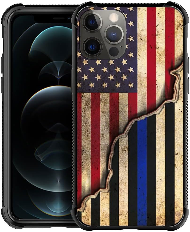 DAIZAG Funda compatible con iPhone 13 Pro Max, funda de poliuretano termoplástico con empalme rojo y azul de la bandera estadounidense para iPhone