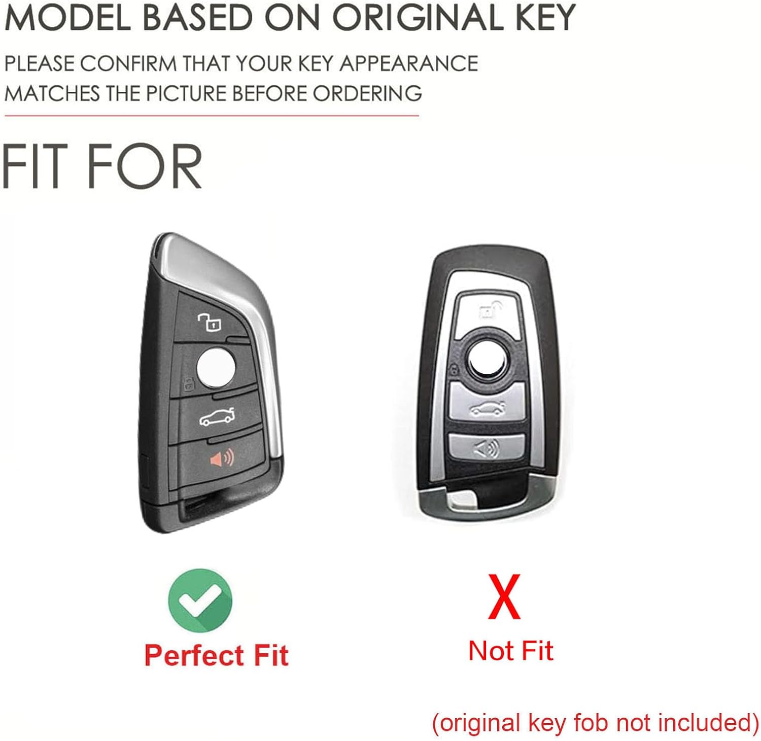 Hontumax Funda protectora de cuero genuino para llavero de automóvil para BMW 1 3 5 Series X1 X2 X3 X4 X5 con llavero protector de llave inteligente