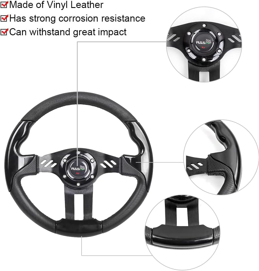 RASTP Volante de carrito de golf universal para carrito de golf EZGO RXVTXT, Club Car DS & Precedent Yamaha, negro
