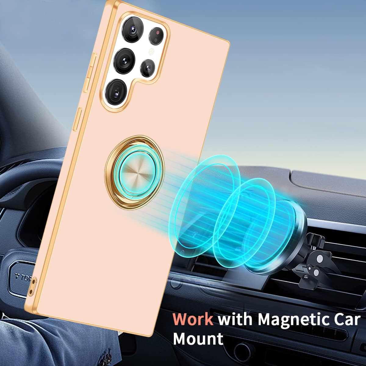 Fingic Funda para Samsung Galaxy S22 Ultra, Galaxy S22 Ultra con soporte de anillo de 360  con soporte de anillo de 360  Soporte magnético Soporte