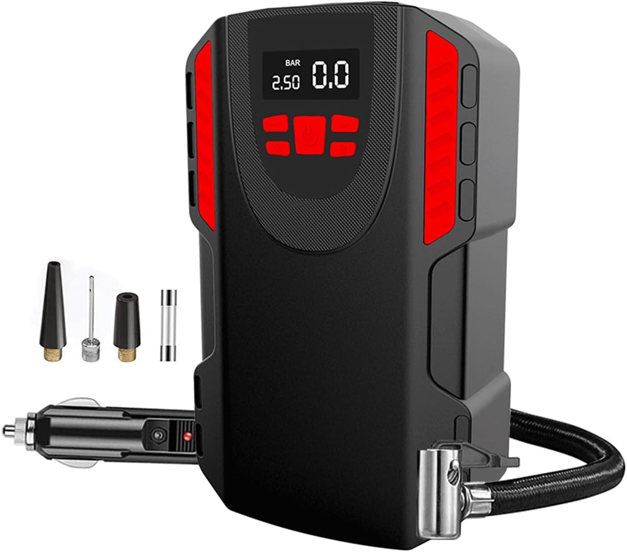 Inflador de neumáticos, bomba de compresor de aire portátil de 120 W para neumáticos de automóvil con detección de presión de neumáticos