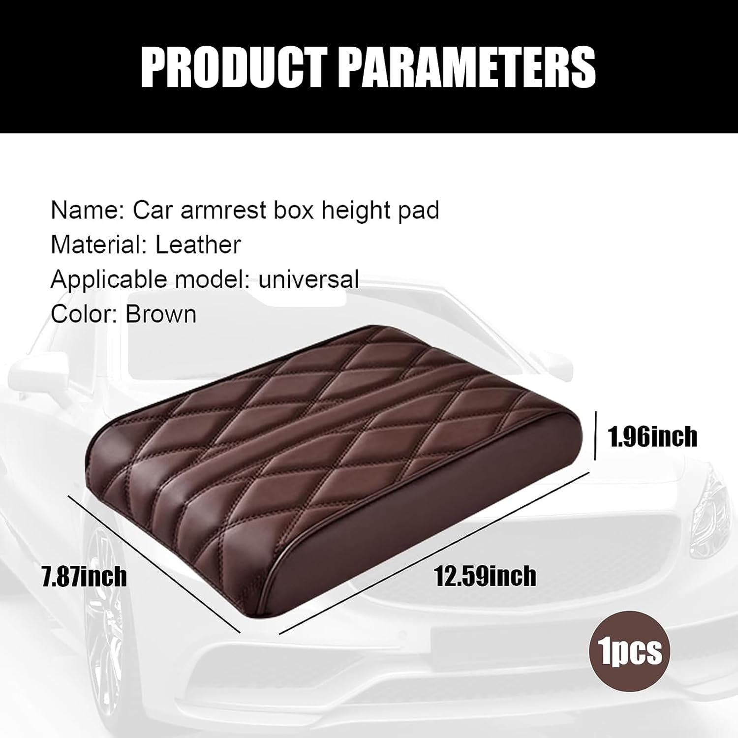 Paquete de 1 almohadilla para reposabrazos de automóvil, funda de cuero de espuma viscoelástica para consola central de automóvil, alfombrilla para