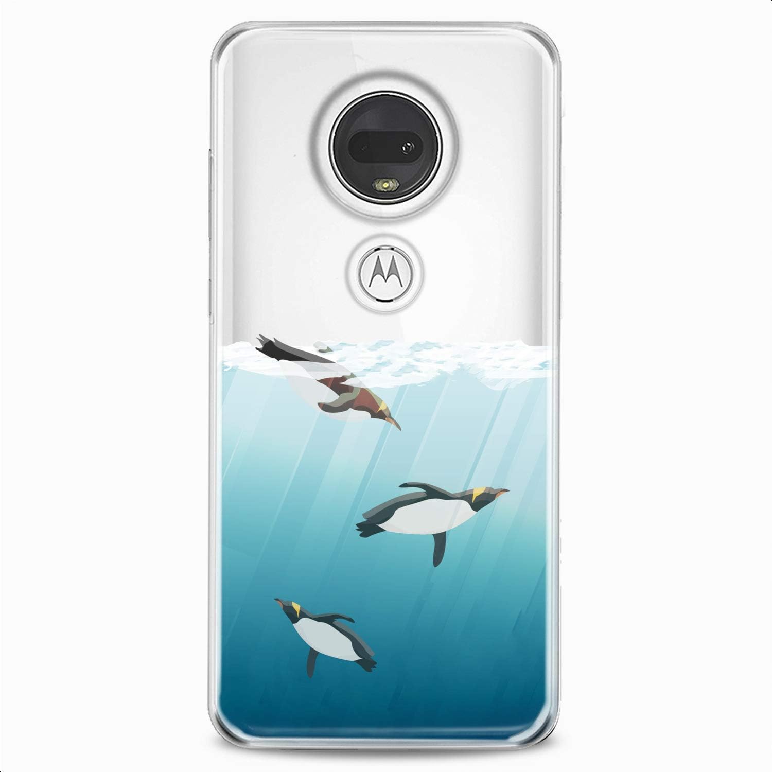 Funda de TPU compatible con Motorola G9 G8 Plus G7 E20 P40 Z4 Edge 20 G22 Stylus Pingüinos Natación Lindo Diseño Lindos Animales Claro Slim Fit Art
