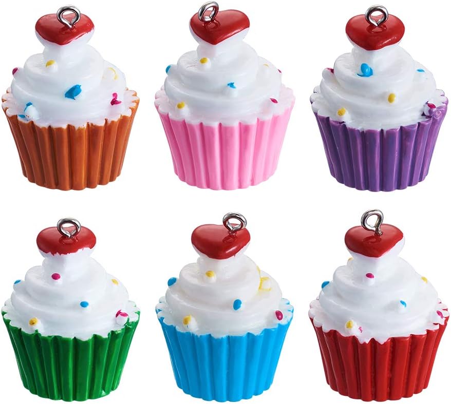10 colgantes de resina para tartas de postre, cuentas colgantes con pasador de ojo de tornillo para llaveros, collares, suministros de joyería