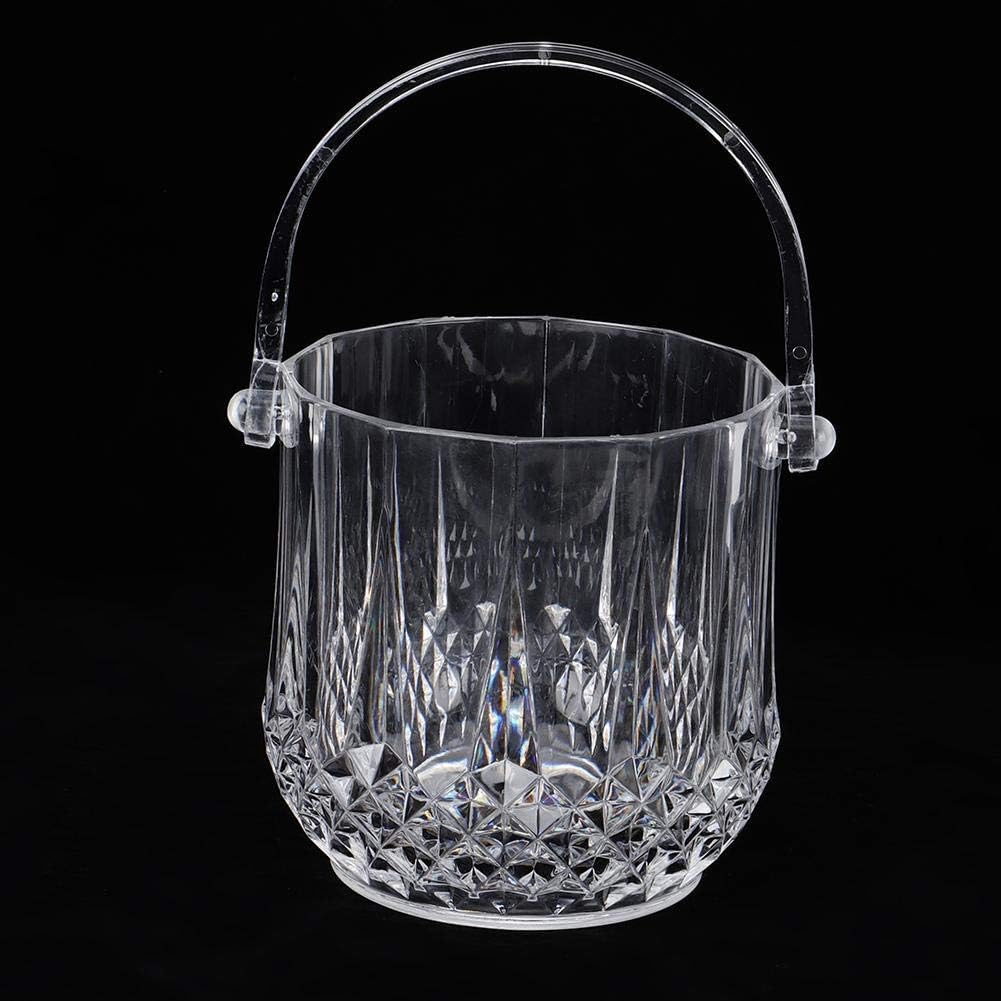 Cubo de hielo para barra de cócteles, cubo de hielo de acrílico transparente para congelador recipiente de hielo de cristal con mango desmontable