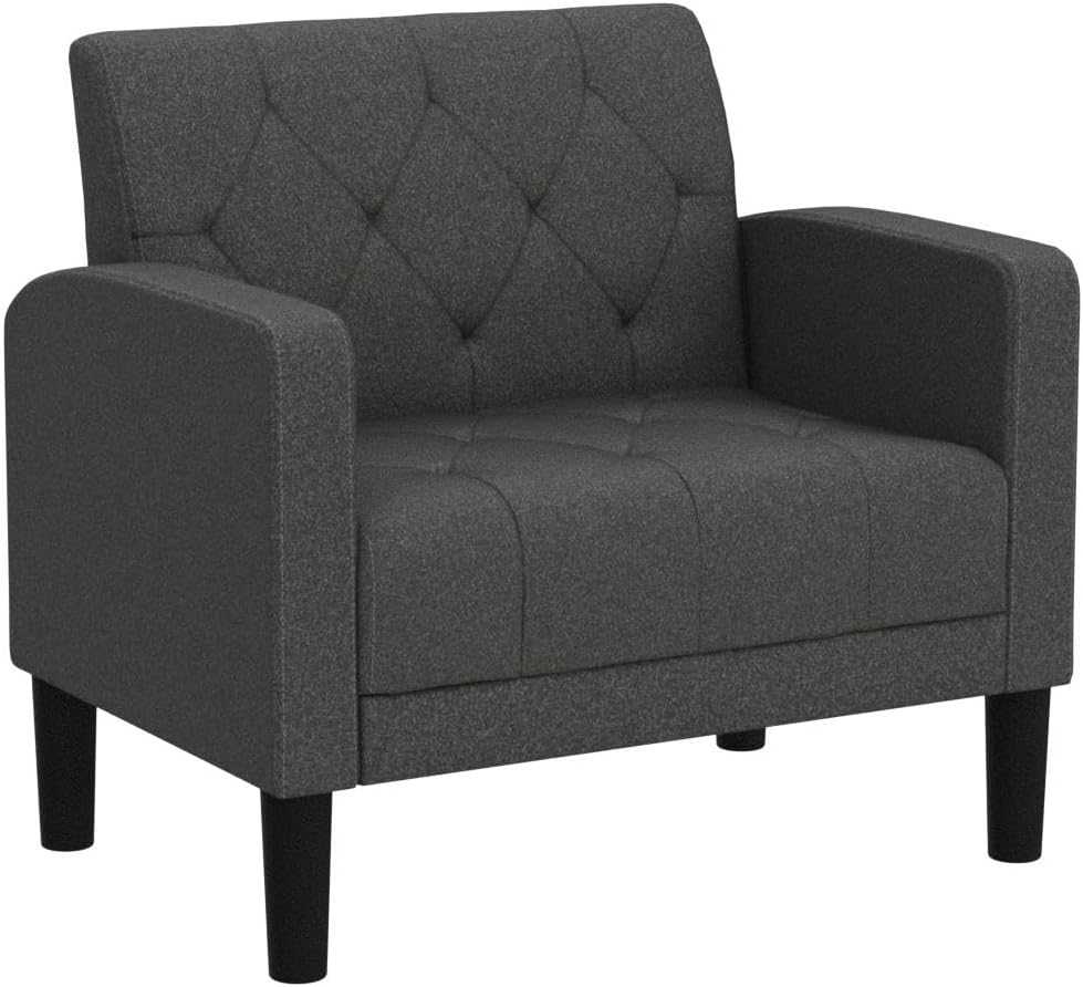 VAMEPOLE Silla decorativa, cómoda silla de sala de estar, acogedora silla decorativa copetuda moderna de mediados de siglo, silla tapizada con brazo
