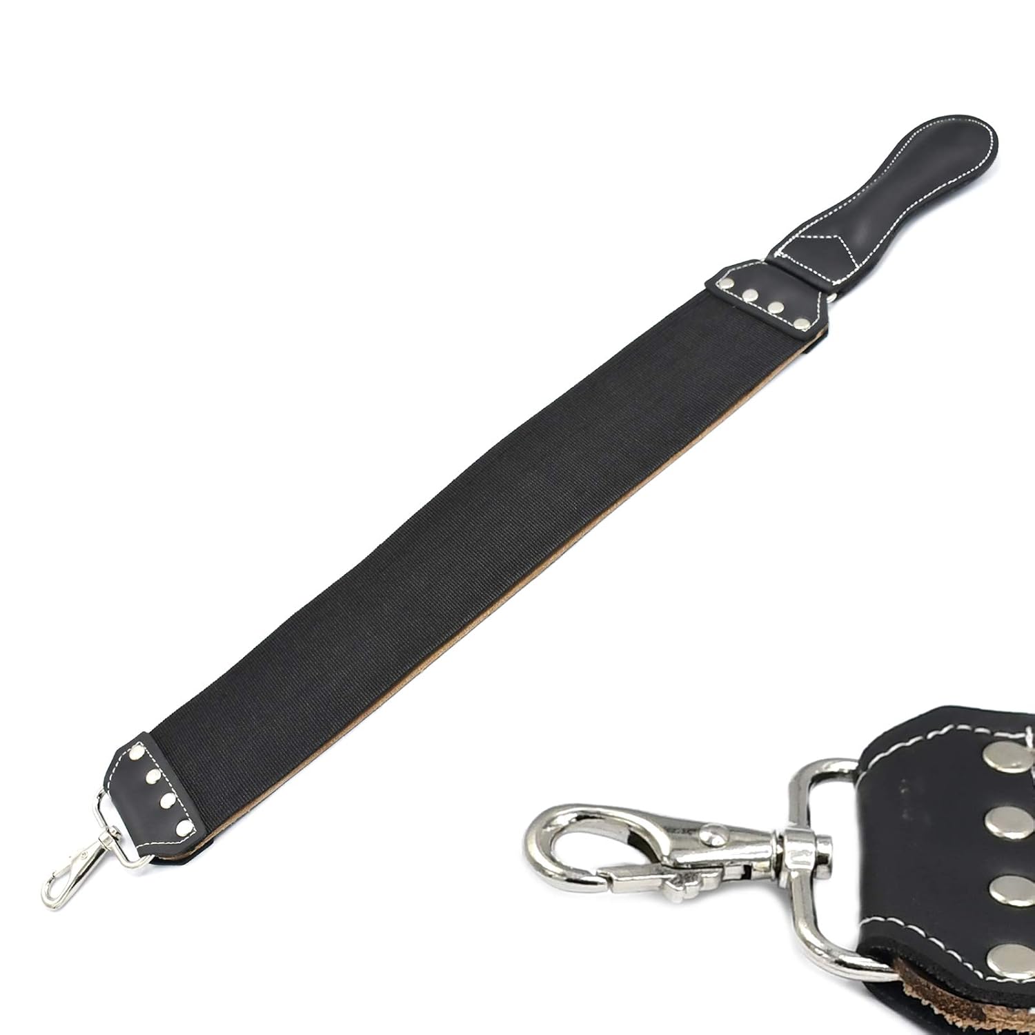 Leather Strop 3 x 20 pulgadas Barber’s Razor Strop Cow Hide, correas dobles con clip giratorio. Es una gran adición para cualquier juego de afeitado