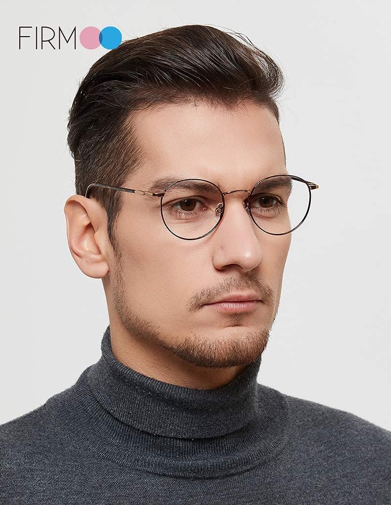 Firmoo Lentes de lectura redondos con bloqueo de luz azul de 1.25 pulgadas para mujer, lentes de lectura de computadora antirreflejosUV400fatiga