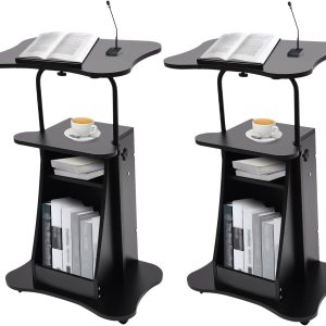 Podio para aula, 2 piezas de altura ajustable para portátil portátil con estante de almacenamiento, escritorio sentado a pie, atril rodante, soporte Podio para aula, 2 piezas de altura ajustable para portátil portátil con estante de almacenamiento, escritorio sentado a pie, atril rodante, soporte