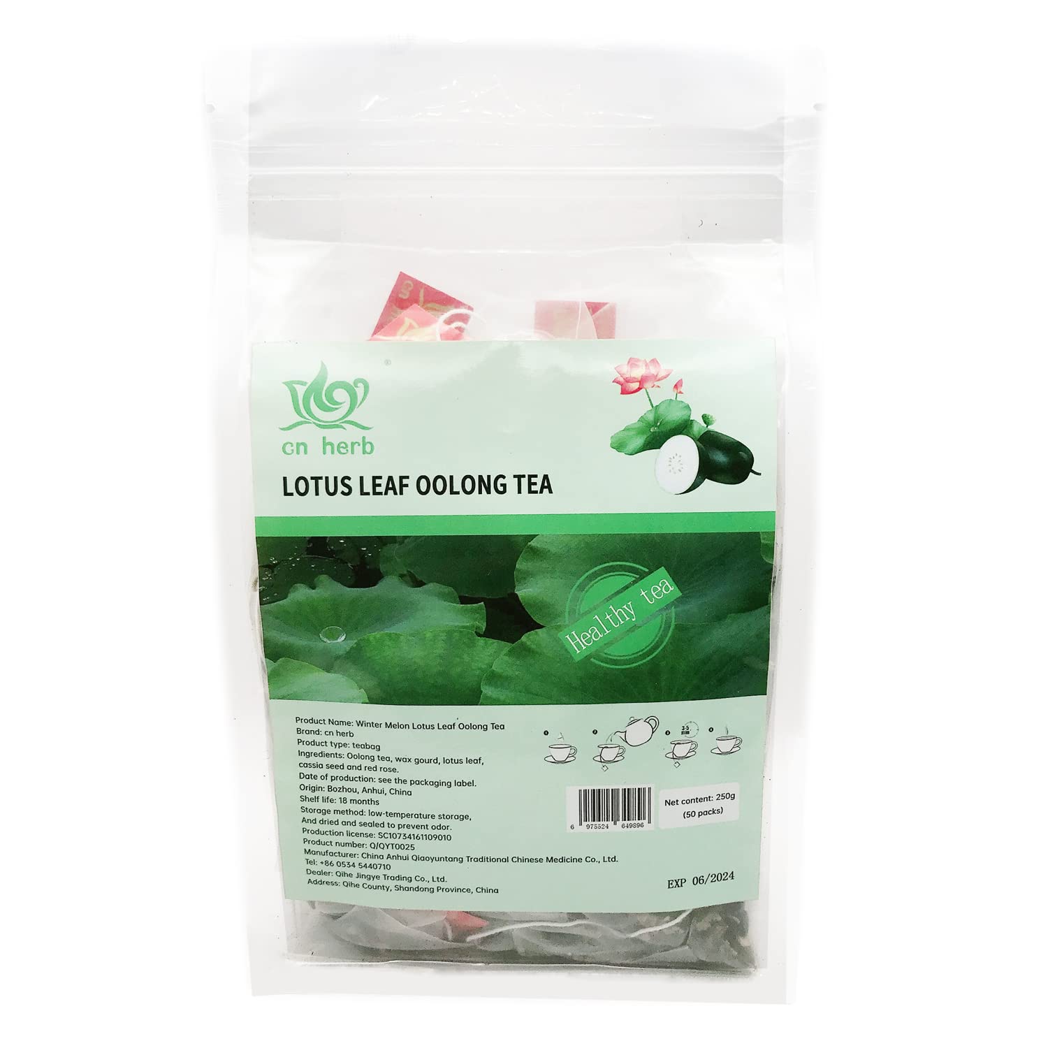 cn herb Invierno Melón Hoja de Loto y Té Oolong 8.82 oz Bolsa Triángulo Bolsa Té Hoja de Lotus Té Rosa Semilla de Cassia y Oolong