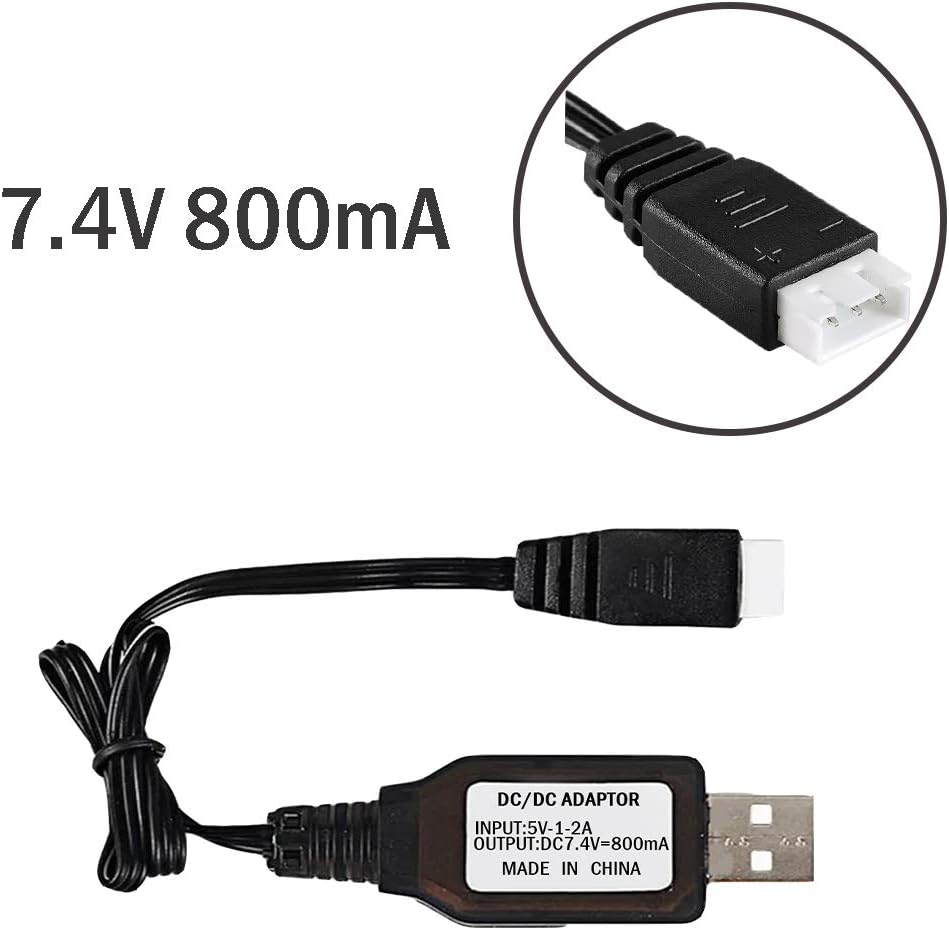 7.4v 1100mah li-ion batería JST enchufe para HQ 827 823 871 MJX T10 T11 T34 RC FT007 RC Barco piezas de repuesto Accesorios 2 Pack con cargador USB