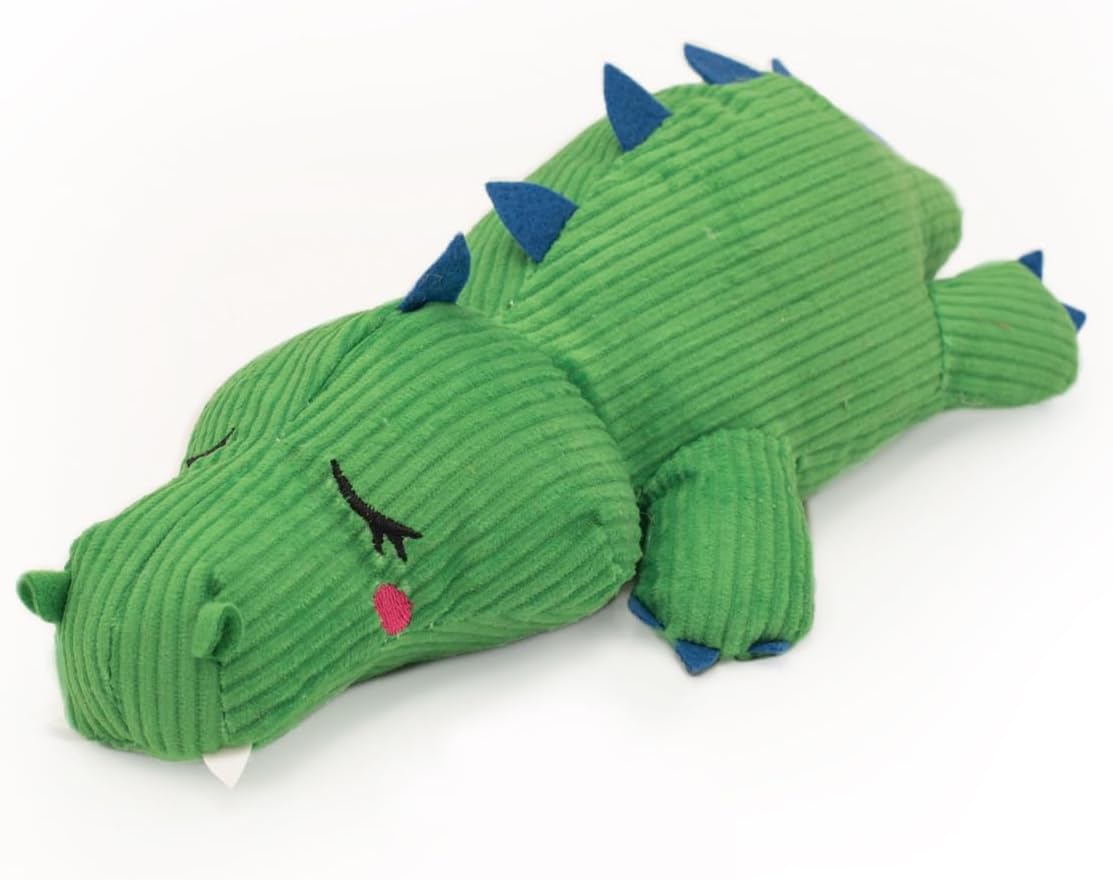 ZippyPaws Snooziez con Shhhqueaker – Juguete para perros de cocodrilo con chirriantes silenciosos, juguetes silenciosos para cachorros para perros