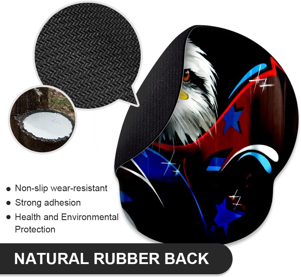 Eagle – Alfombrilla para mouse con soporte para reposamuñecas, cómoda almohadilla para reposamuñecas con base de goma antideslizante y soporte de