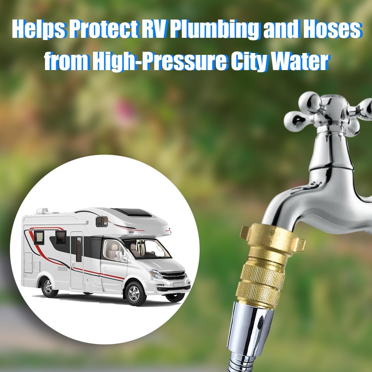 AUCELI Regulador de presión de agua para RV, reductor de presión de agua de latón con pantalla de filtro, regulador de agua de 40-50 PSI para