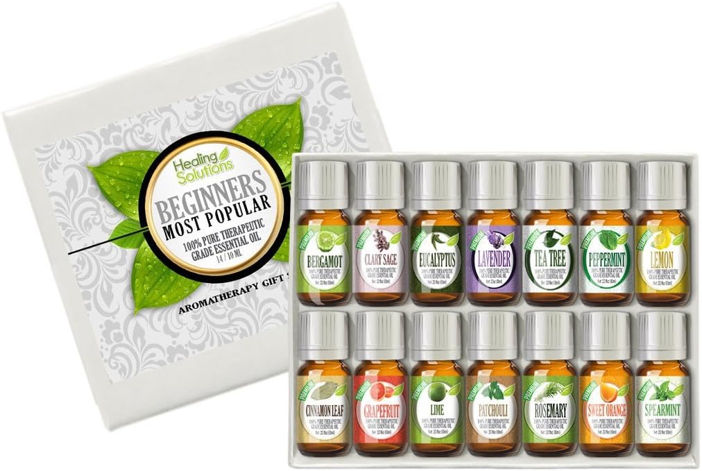 Soluciones de curación Aromaterapia para principiantes Kit de aceites esenciales, (Paquete de 140.34 fl oz)
