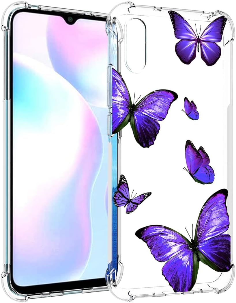 Bohefo Funda transparente compatible con Redmi 9A M2006C3LGRedmi 9i M2006C3LII para niñas y mujeres, bonita funda protectora de TPU suave a prueba